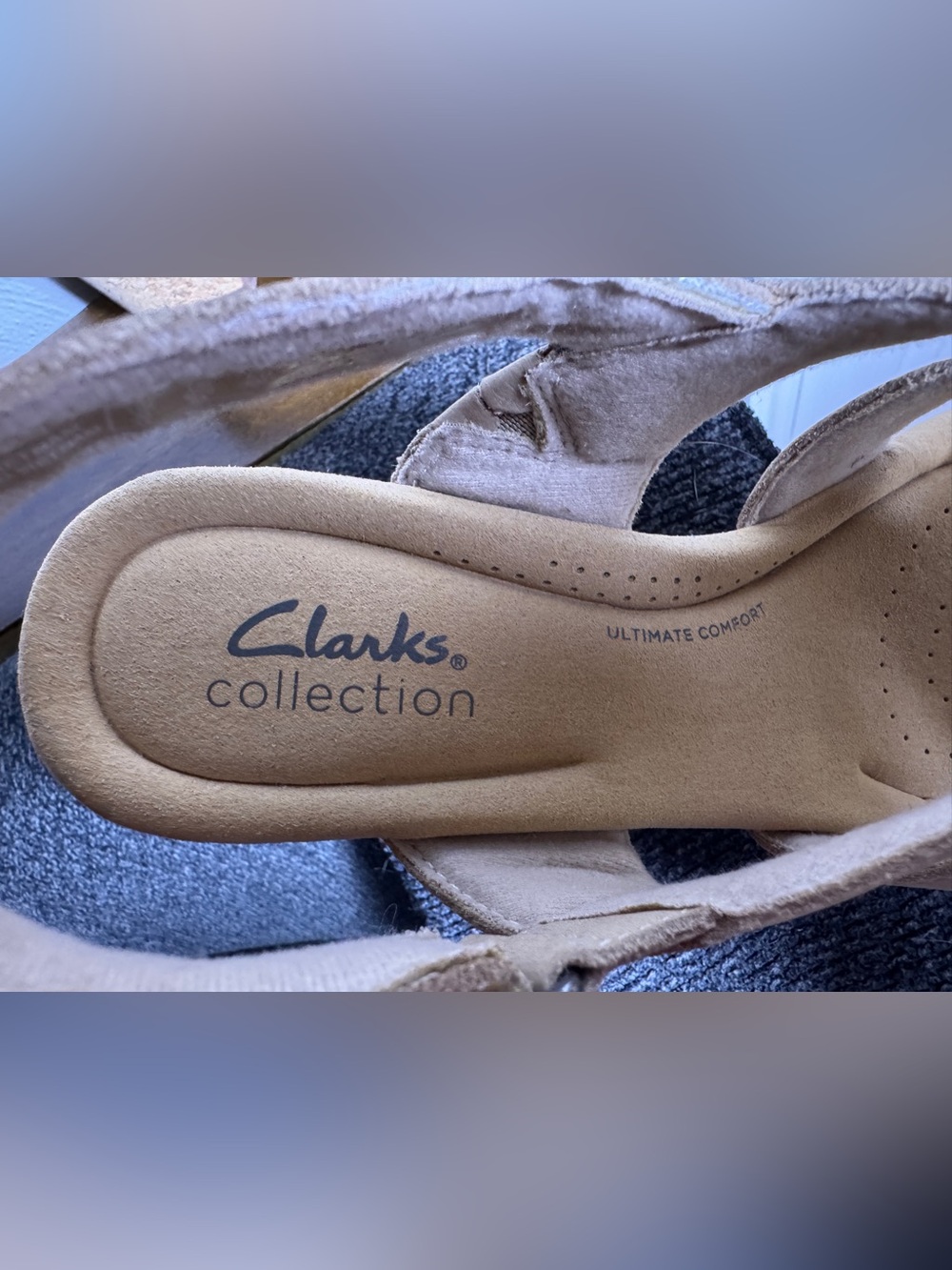 Clarks “Giselle Beach” Cork Wedge Sandals Neutral Comfort Excellent Condition - Picture 5 of 6